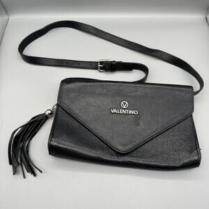 Valentino by Mario Black Purse pre-owned with Shoulder Strap Made in Italy